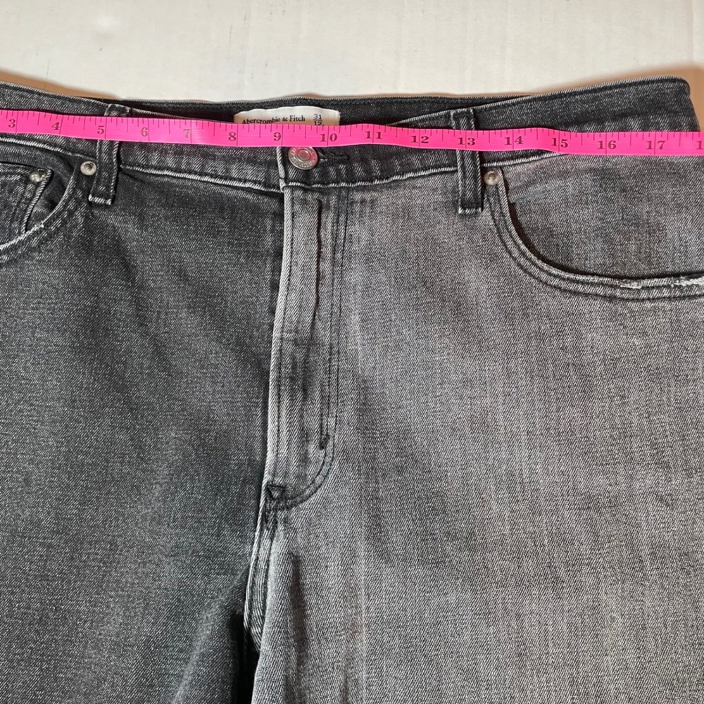 Abercrombie & Fitch Two Tone Split Black Grey High Rise Jeans Women 12R 31 - Picture 4 of 9